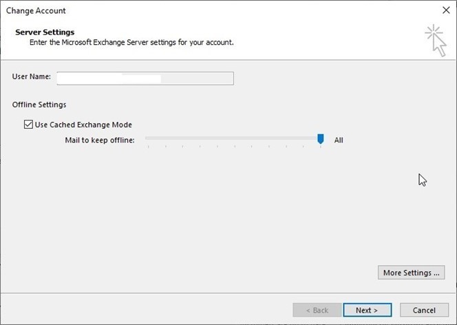 Change Account Window